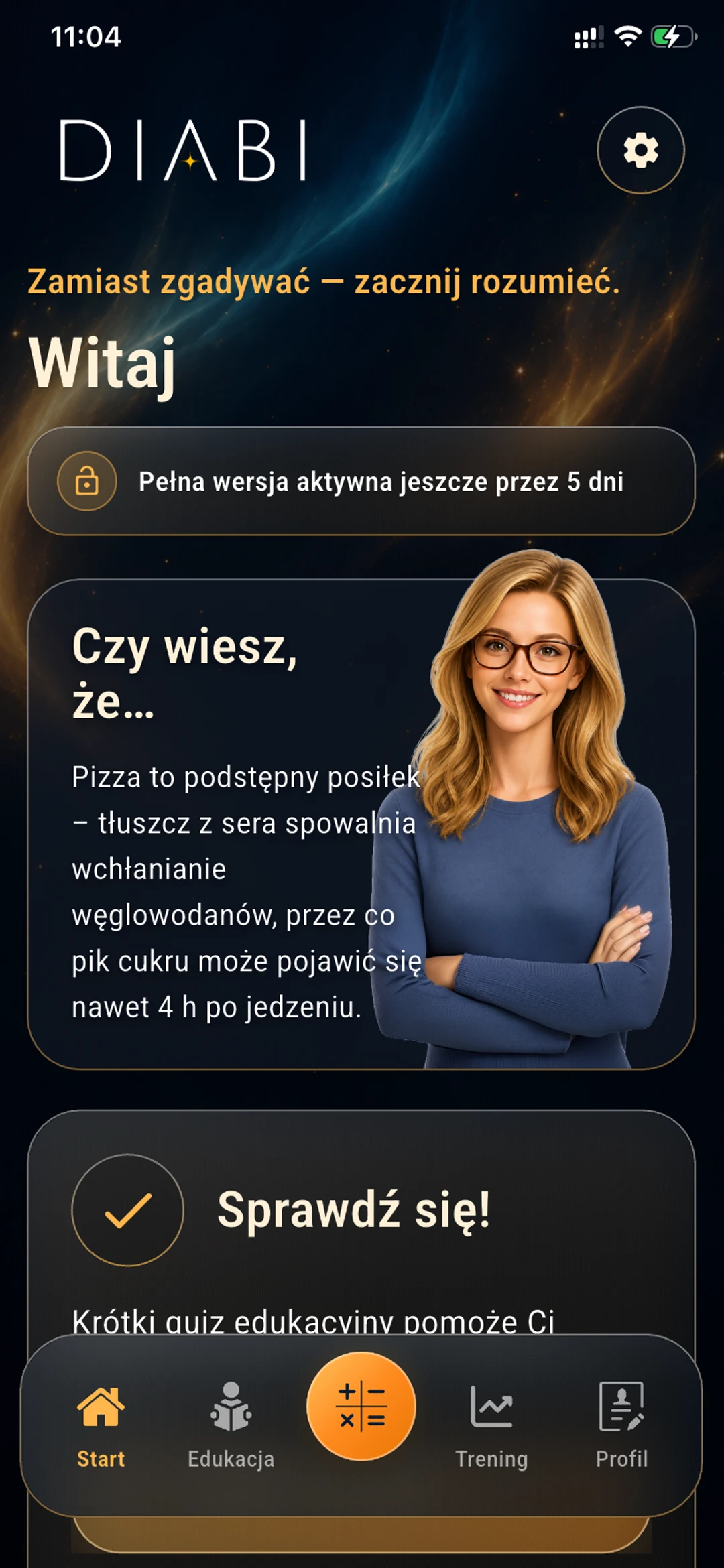 Ekran wyniku analizy posiłku w aplikacji Diabi